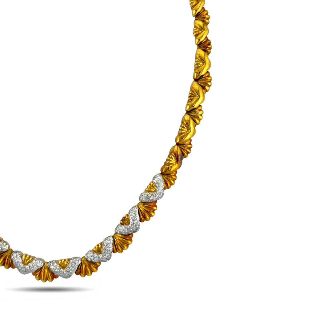 Vintage 18K Yellow Gold 3.05ct Diamond Flexible Choker Necklace