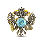 Imperial Russian Faberge 56K Yellow Gold Topaz and Diamond Coat of Arms Cufflinks