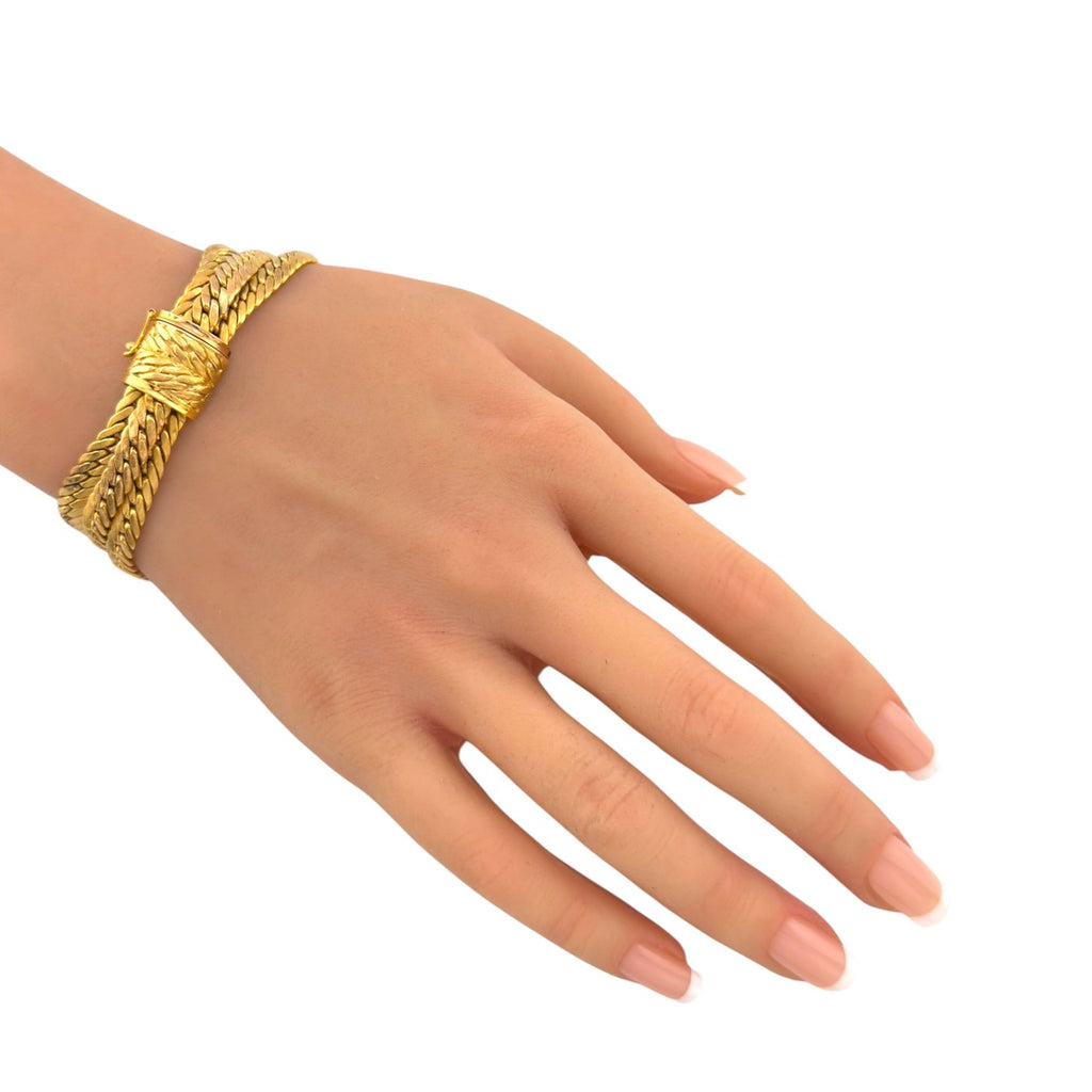 18K Yellow Gold Interwoven Three Band Bracelet