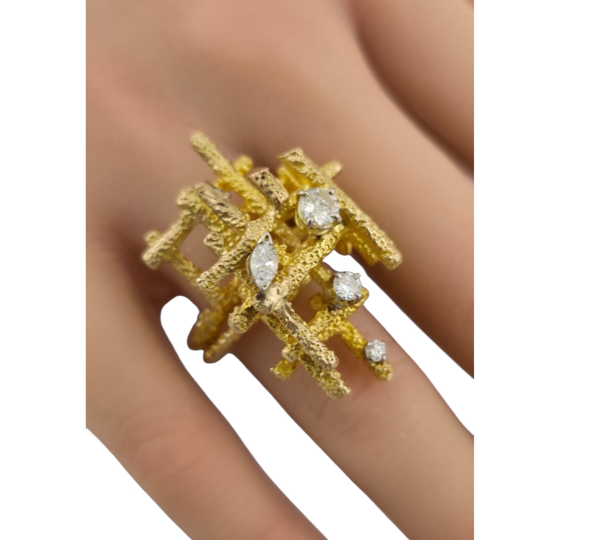 Large 14K Yellow Gold and 0.56ct Diamond Ring