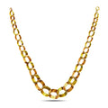 Gold tone graduated circle link necklace with rounded clasp and open chain links