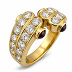 18K Yellow Gold 1.40ct Diamond and 0.40ct Ruby Bypass Ring