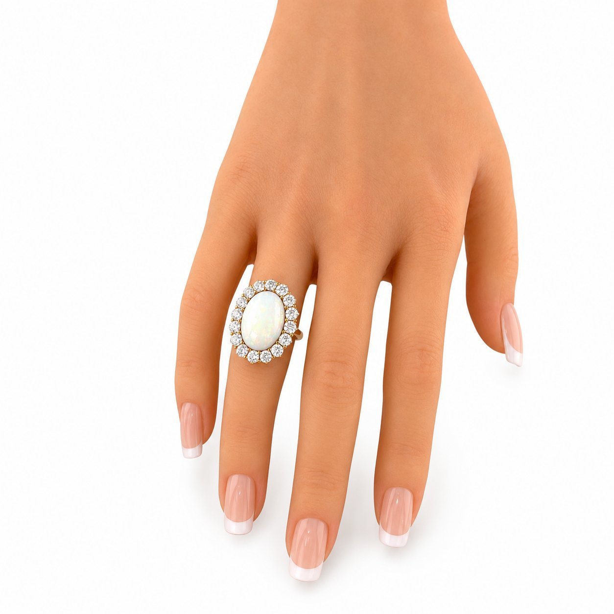 14K Yellow Gold Opal and 2.0ct Diamond Ring