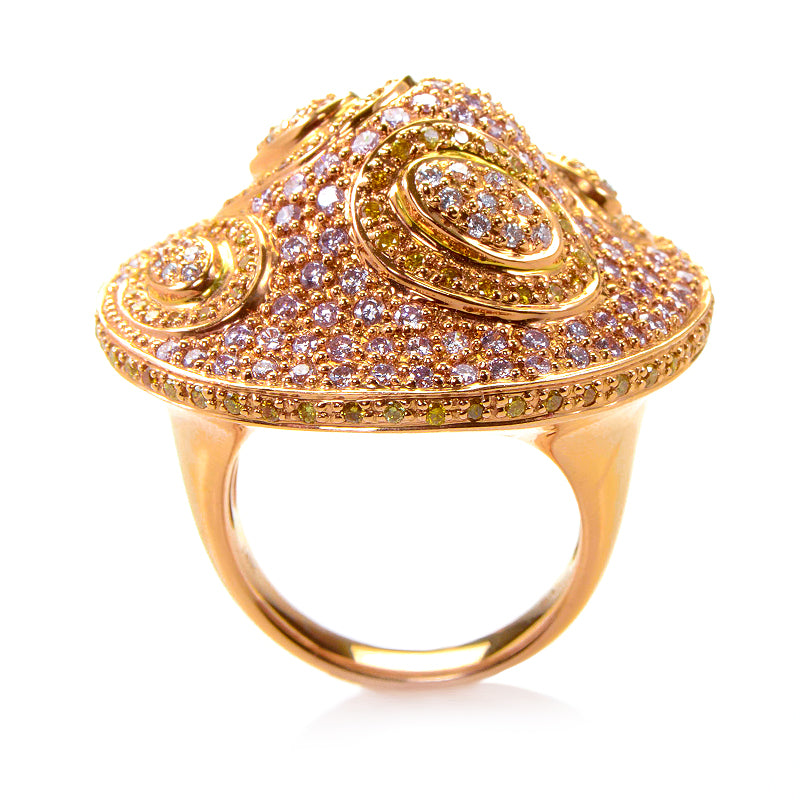 18K Rose Gold White and Yellow Diamond Ring