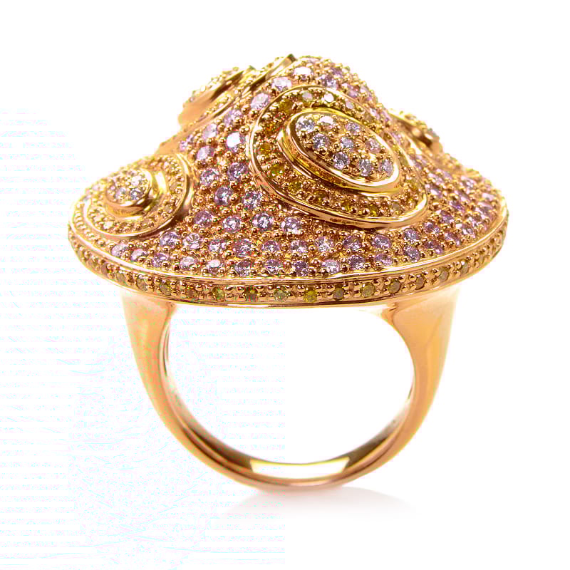 Exclusive 18K Rose Gold White and Yellow Diamond Ring