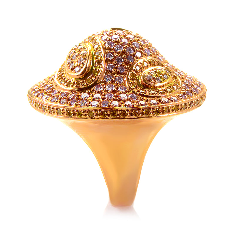 18K Rose Gold White and Yellow Diamond Ring