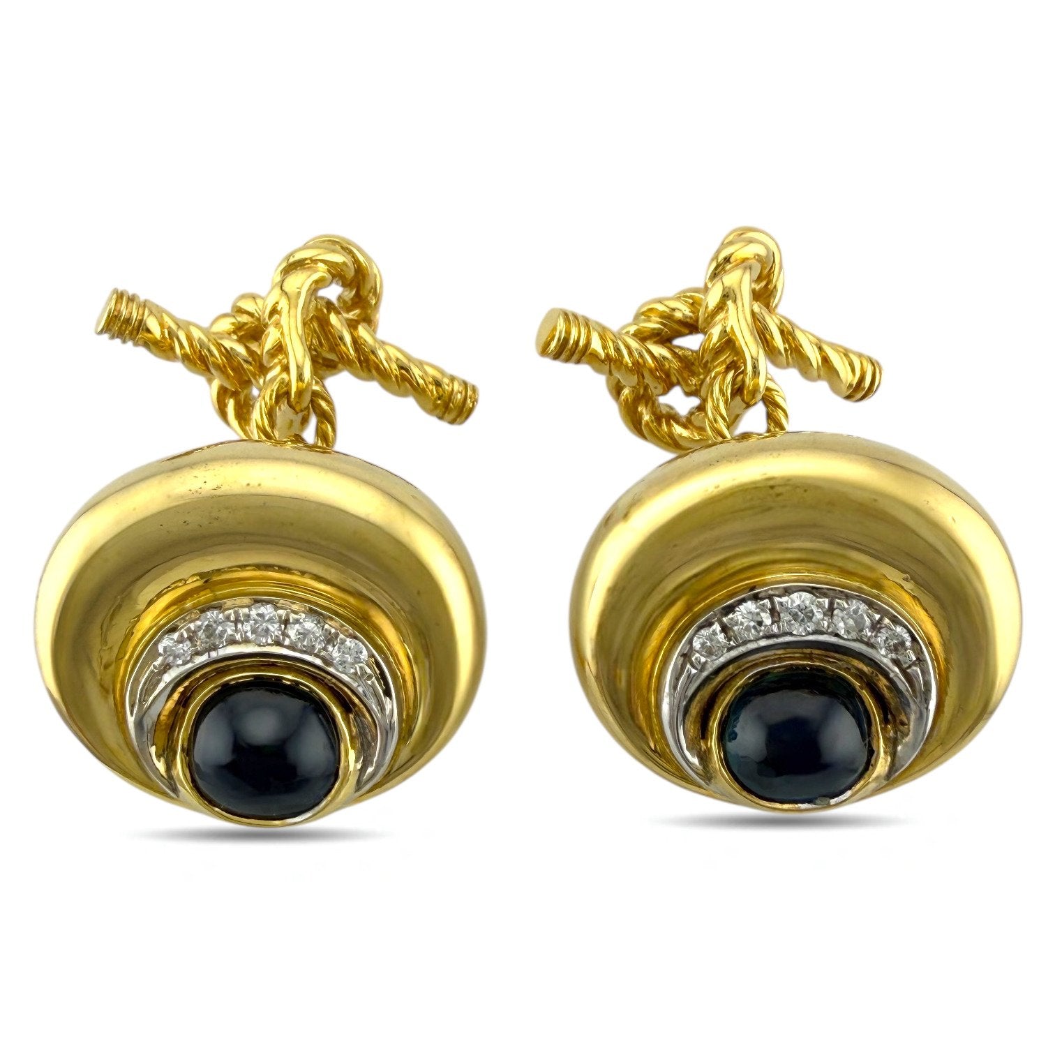 Gucci - Cufflinks - 18 kt. Yellow gold, Exclusive Gucci Vintage 18K Yellow Gold 2.40ct Cabochon Sapphire Cufflinks -  2.40ct. tw. Sapphire