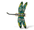 Imperial Russian Period 56K Gold Enamel and 1.5ct Diamond Dragonfly Brooch Circa 1900