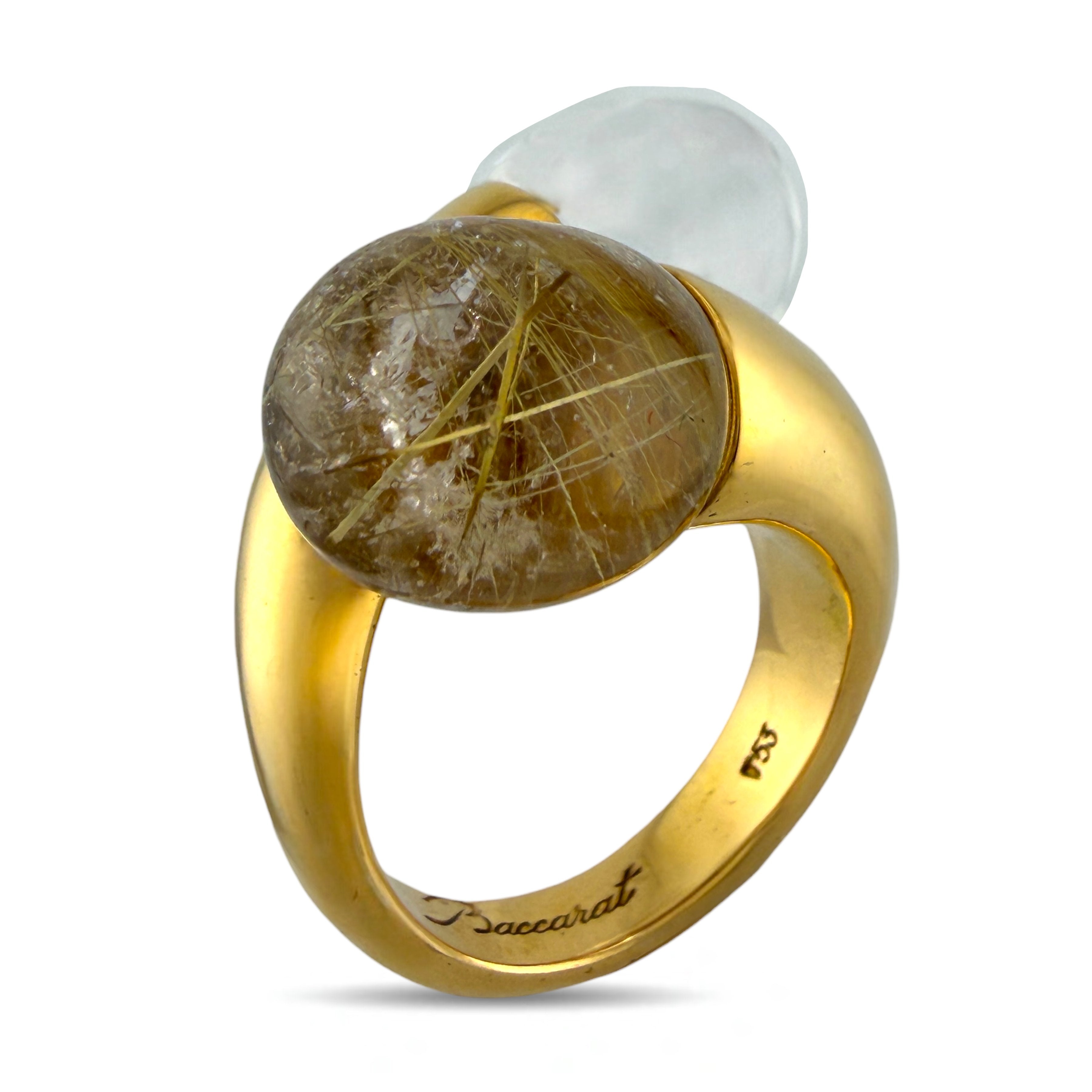 Bacharach 18K Yellow Gold Smoky and Rutilated Quartz Necklace and Ring Set
