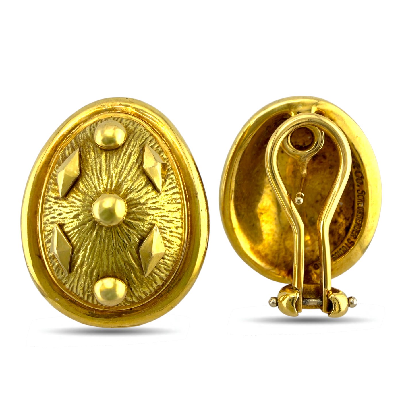 18K Yellow Gold Tiffany and Co. Schlumberger Studios Oval Earrings