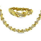 Jose Hess 18K Yellow Gold 7ct Diamond Necklace and Bracelet Suite