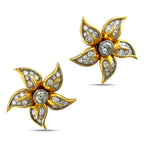 18K Yellow Gold 2.2ct Diamond Star Screw-On Earrings