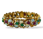 18K Yellow Gold Bracelet 2.3ct Diamonds, Gemstones and Opals