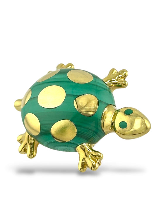 Tiffany & Co. 18K Yellow Gold and Green Enamel Turtle Brooch