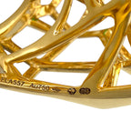18K yellow gold ring band close-up showing engraving and hallmark details