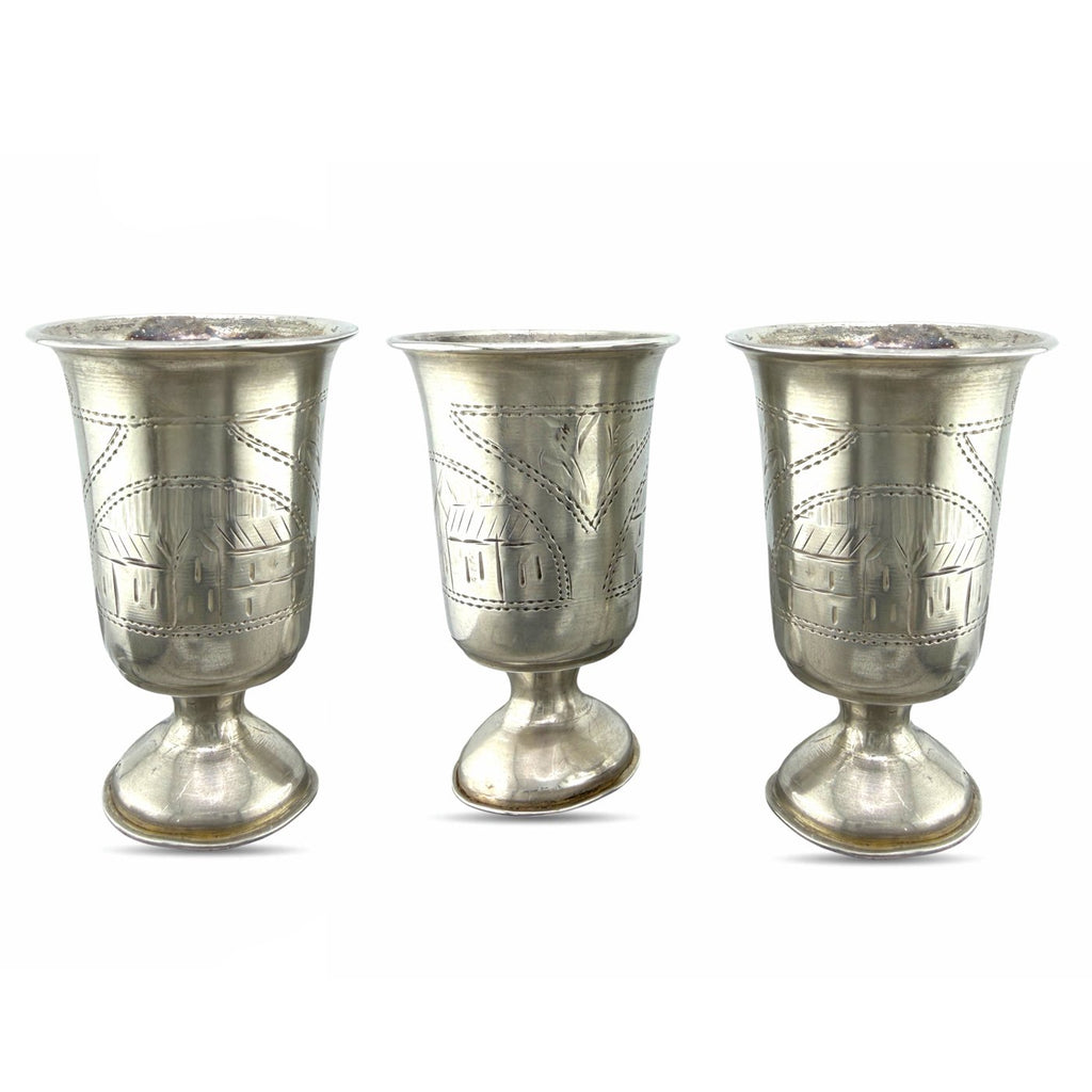 Imperial Russian 84 Zolotnik Silver Set of Antique Cups
