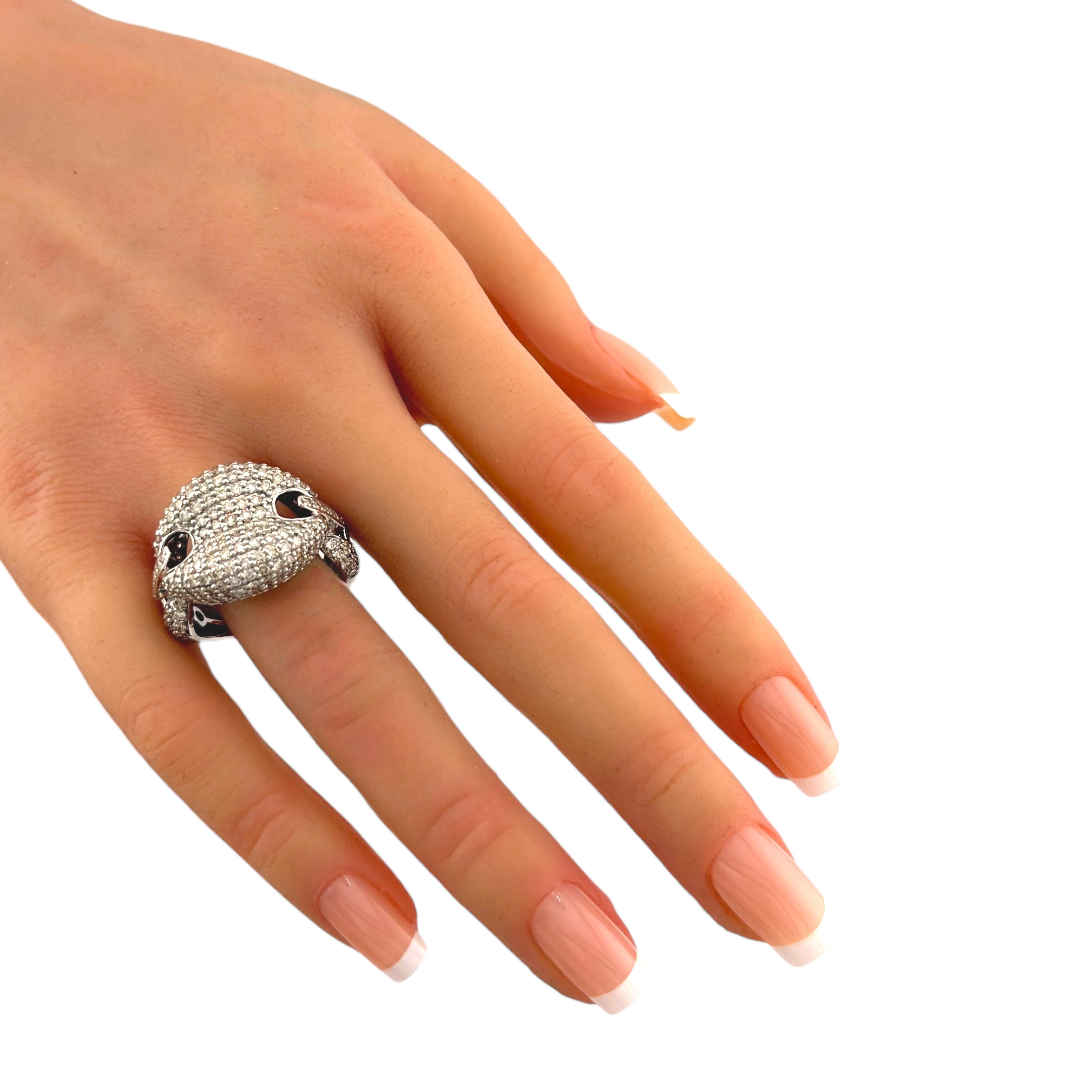 14K White Gold Sculptural 4.23ct Diamond Cocktail Ring