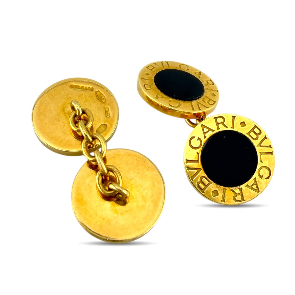 Bvlgari 18K Yellow Gold Cufflinks with Original Box