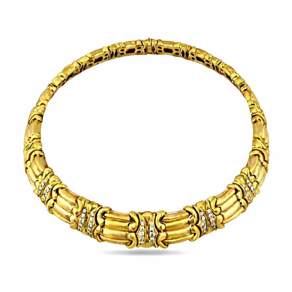 14K Yellow and Rose Gold 1.00ct Diamond Choker Necklace, Rose gold -  1.00ct. tw. Diamond (Natural)