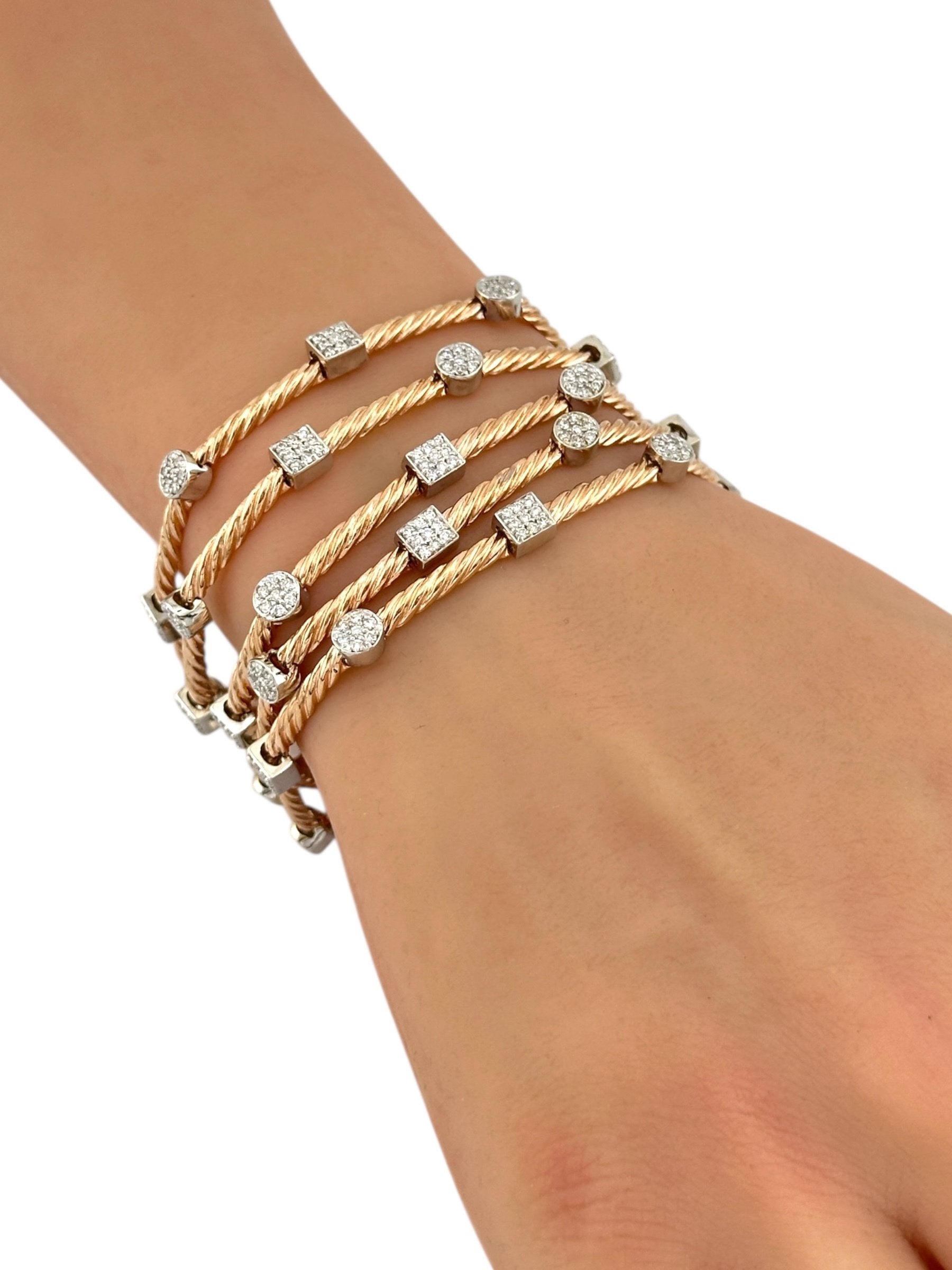 14 kt. Yellow gold, 14K Yellow Gold Multi-Band Bracelet with 3.30 Carats of Diamonds -  3.5ct. tw. Diamond (Natural)