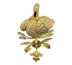 18K Yellow Gold Diamond Encrusted Swan Brooch 8ct