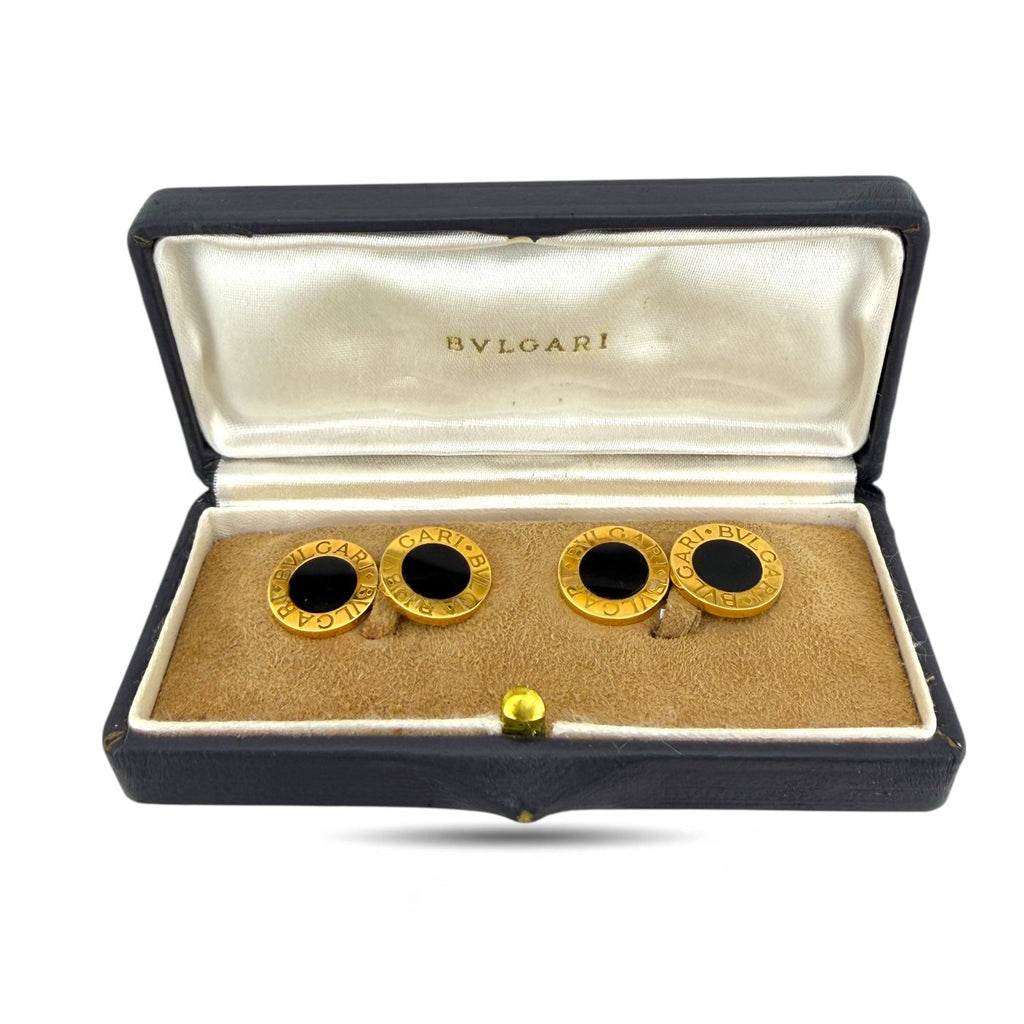 Bvlgari 18K Yellow Gold Cufflinks with Original Box