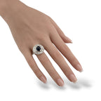 18K White Gold 3.5ct Diamond and 3ct Sapphire Art Deco Ring