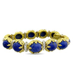 French 18K Yellow Gold Lapis Lazuli and 2.2ct Diamond Bracelet