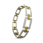 18K Yellow Gold and Platinum 5.54ct  Diamond & Yellow 1.08 Sapphire Link Bracelet -  5.54ct. tw. Diamond (Natural)  - Sapphire