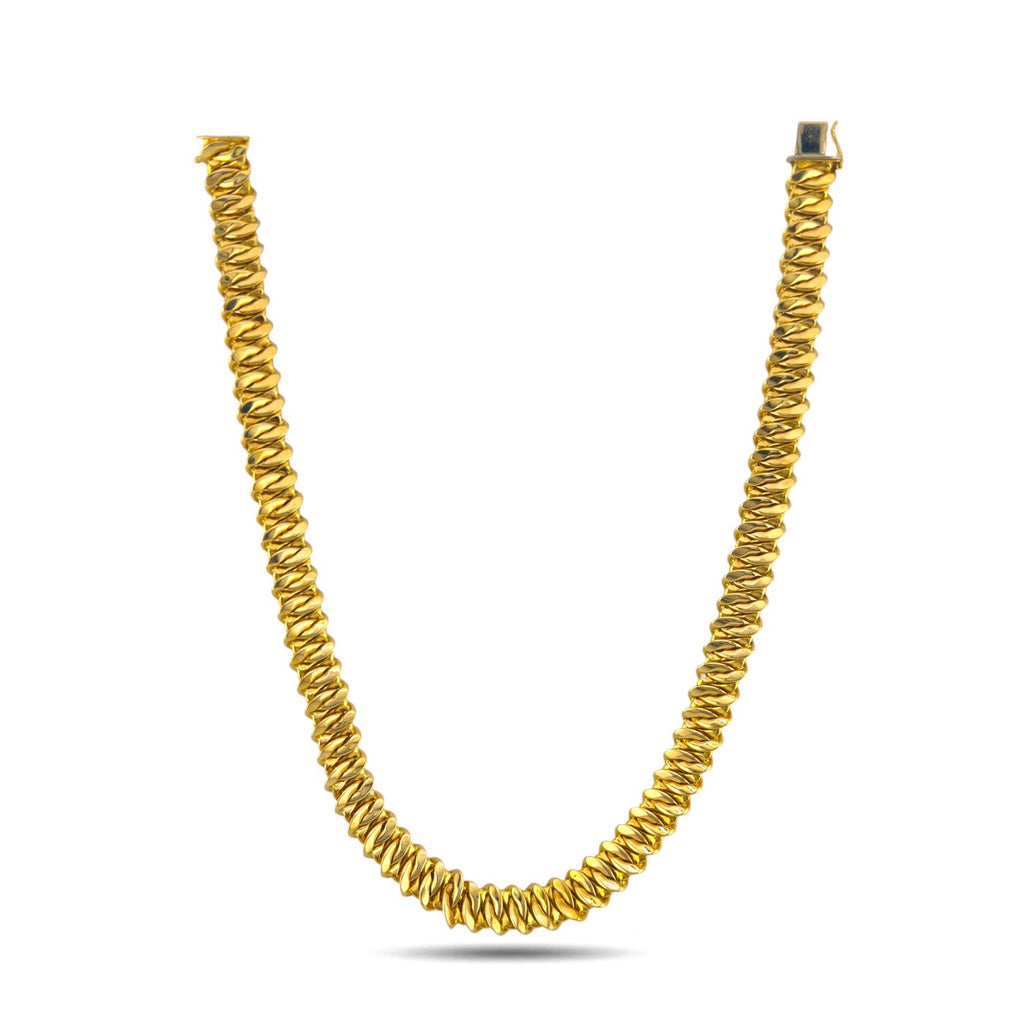 Italian 14K yellow gold link necklace, twisted oval chain