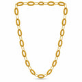 Gold textured oval-link long necklace with oval clasp detail