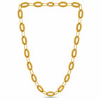 Gold textured oval-link long necklace with oval clasp detail