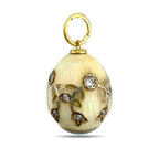 Antique Russian 14K Yellow Gold, Blue and White Enamel 0.3ct Diamond Egg Pendant