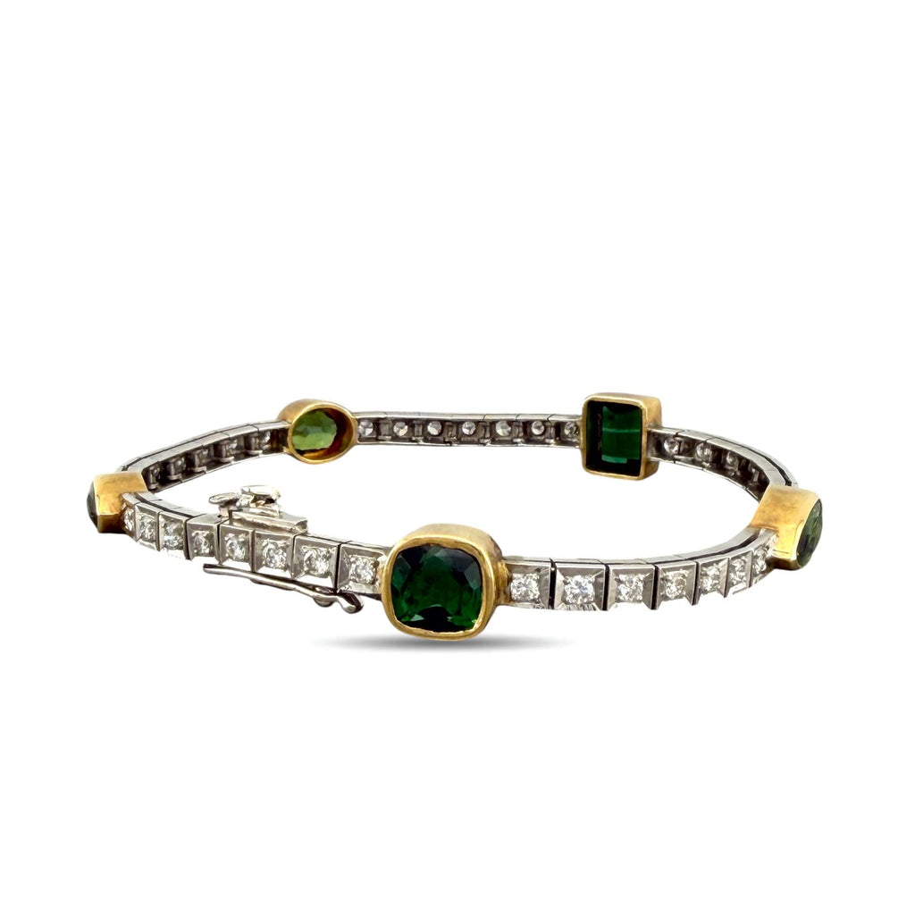 14K White Gold Peridot 1.80ct Diamond Bracelet