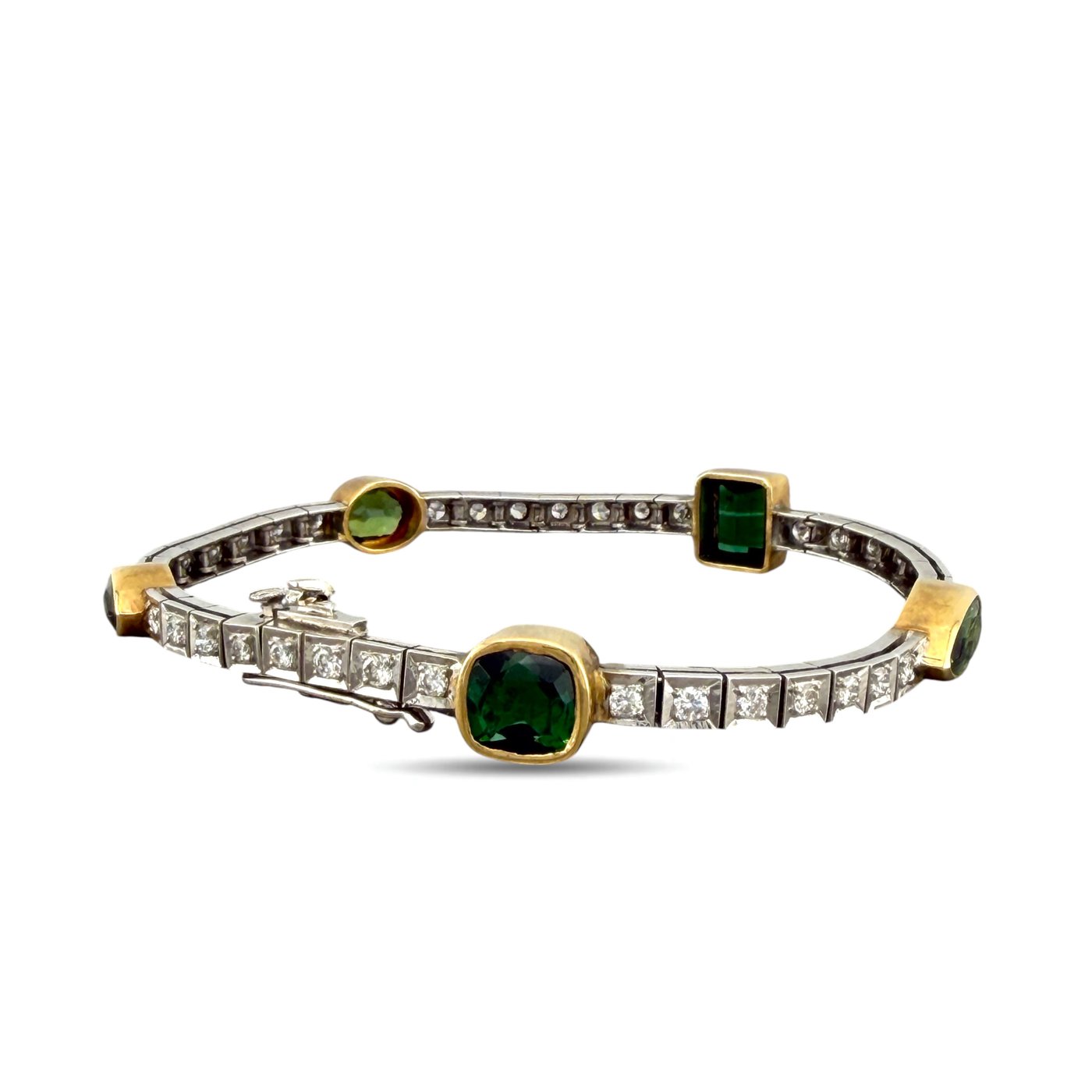 14K White Gold Peridot 1.80ct Diamond Bracelet