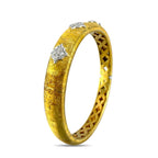 Italian 18K Yellow Gold Brushed 0.60ct Diamond Hinged Bracelet