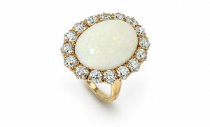 14K Yellow Gold Opal and 2.0ct Diamond Ring