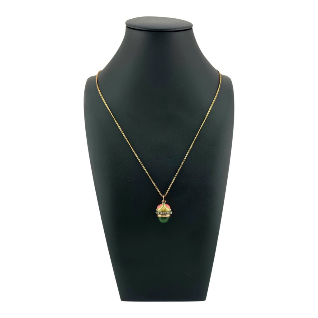 Imperial Russian 56K Gold Enamel and Diamond Pendant