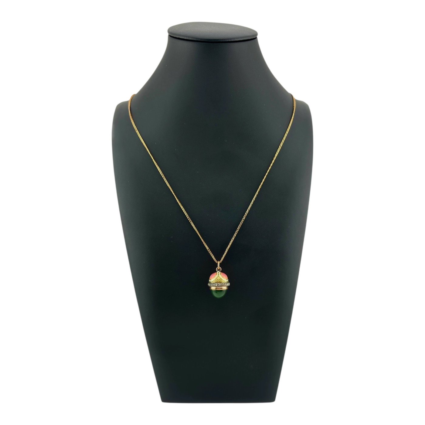 Imperial Russian 56K Gold Enamel and Diamond Pendant