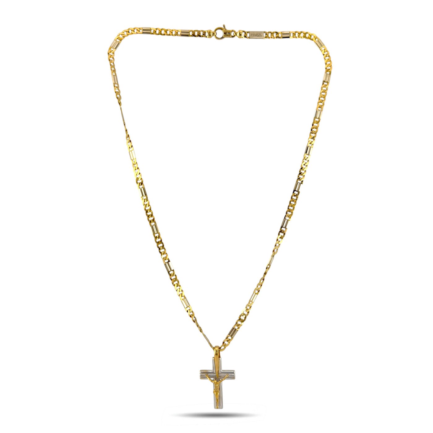 Marzi 18K Yellow and White Gold Crucifix Pendant Necklace