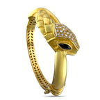 18K Yellow Gold Viper Serpenti 1ct Diamond and 1.2ct Sapphire Bracelet