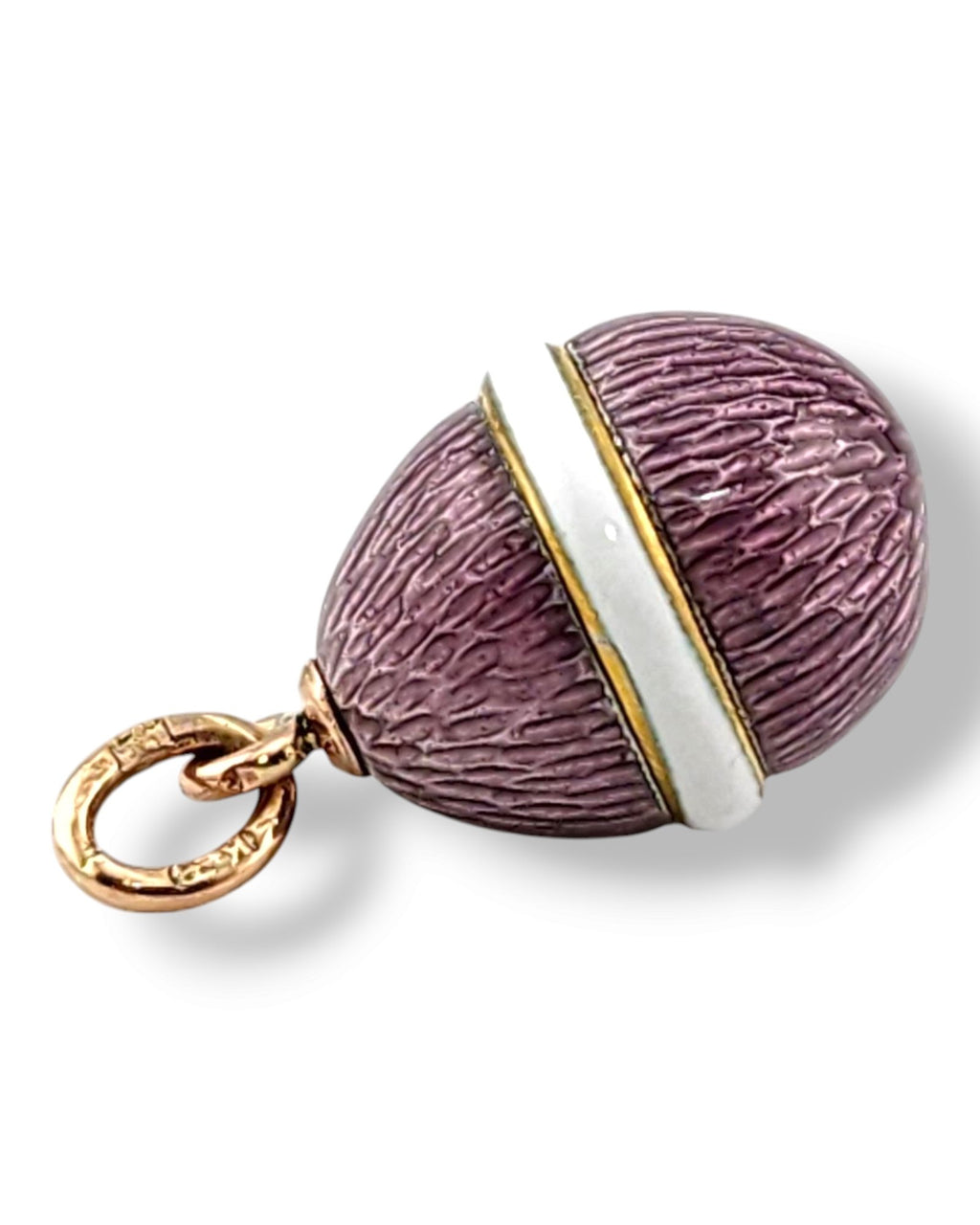 K. Faberge Jeweled 56K Gold and Enamel Egg Pendant Rare Design