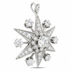18K white gold diamond star pendant with round and star-shaped accents