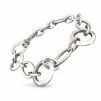 White gold link bracelet with interlocking oval and circle shapes
