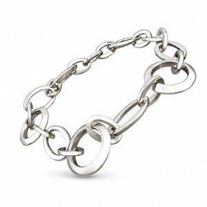 18K White Gold Interlocking Circle & Oval Link Bracelet, White gold