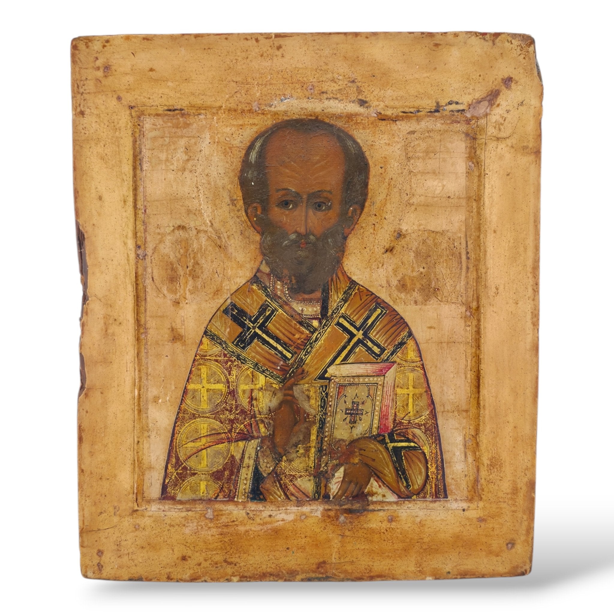 Antique Russian 18th century icon of St. Nicholas