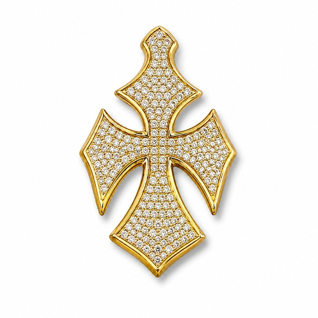 18K gold cross pendant with pavé diamonds