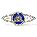 K. Faberge Imperial Russian 56 Rose Gold Romanov 300 Year Anniversary 1.70ct Diamond and Ruby Brooch
