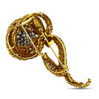 Flower Brooch 18K Yellow Gold 6.50ct Diamond