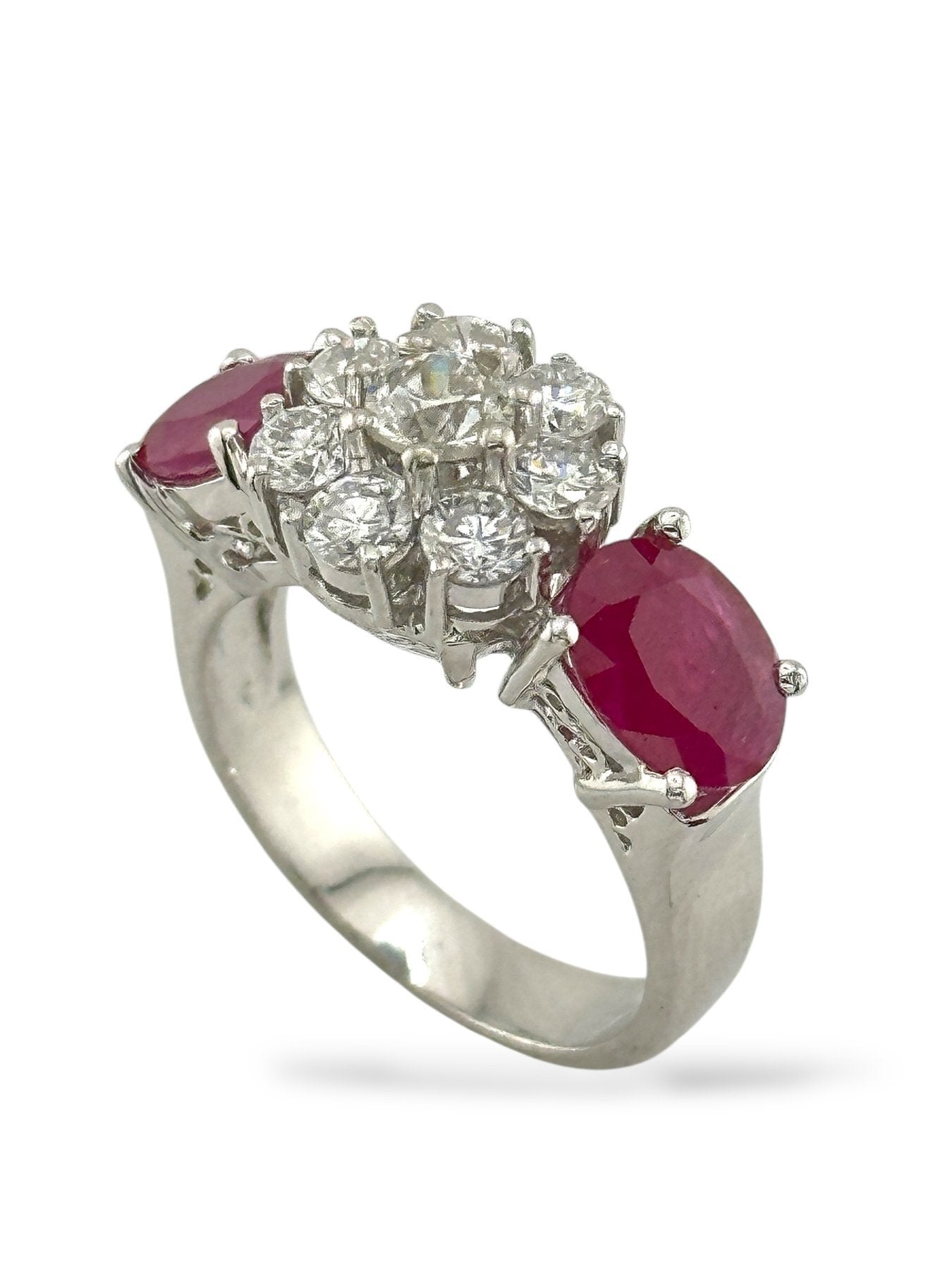 Platinum Ring with 5.1ct of Rubies and 1.01ct of Diamonds